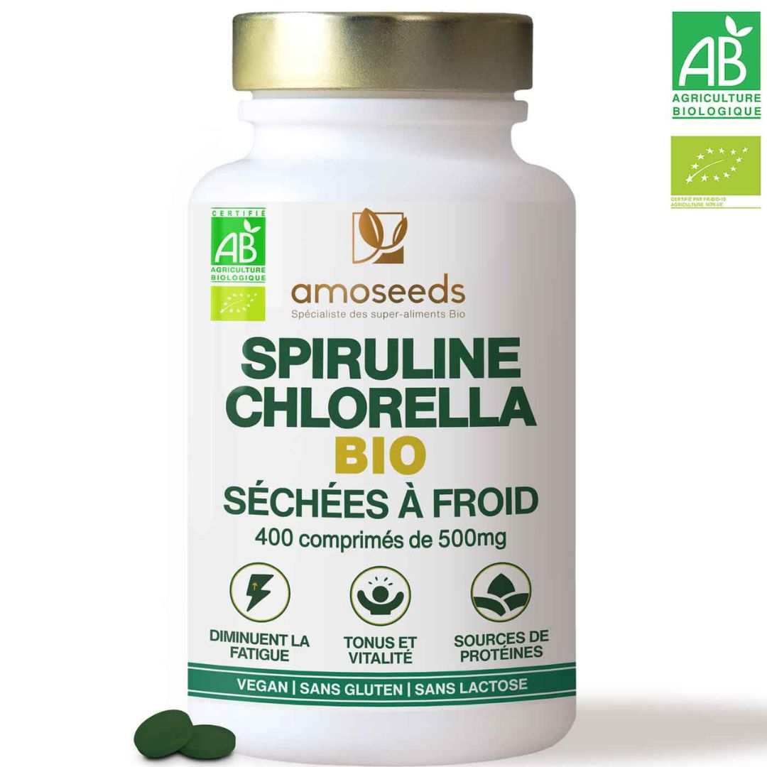 Mix spiruline & chlorella Bio 500mg 400comp