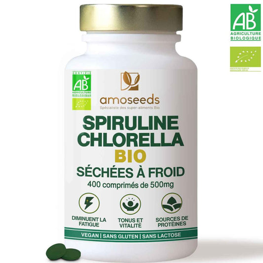 Mix spiruline & chlorella Bio 500mg 400comp