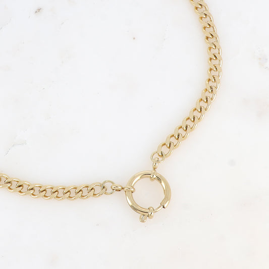 Collier ras-de-cou, gros mousqueton rond et maille gourmette